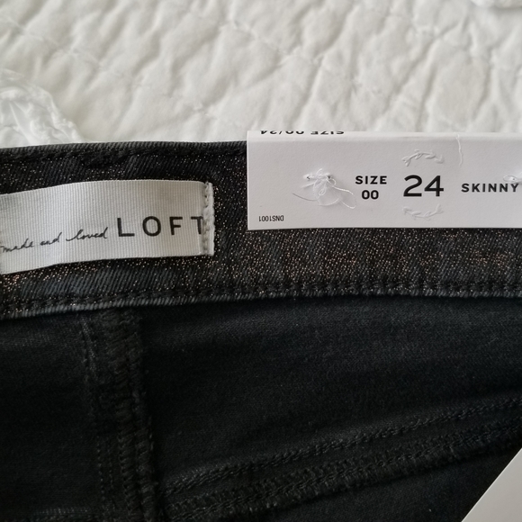 LOFT Skinny Slim Pocket Glitter Jeans 24/00 NWT Sparkle! - Picture 4 of 9